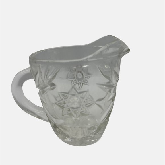 Vintage 1960s Anchor Hocking Prescut Clear Glass Creamer Star Design 3.5" - Picture 1 of 5